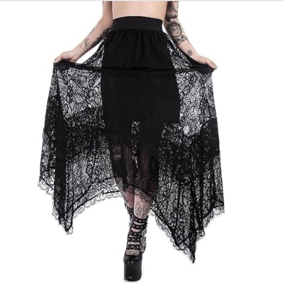 🎯Killstar Morte Mistress Maxi Skirt Black Size Medium - Picture 3 of 15